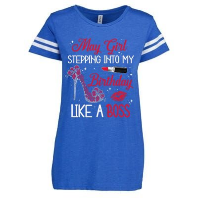 May Stepping Into My Birthday Like A Boss Shoes Gifts Enza Ladies Jersey Football T-Shirt