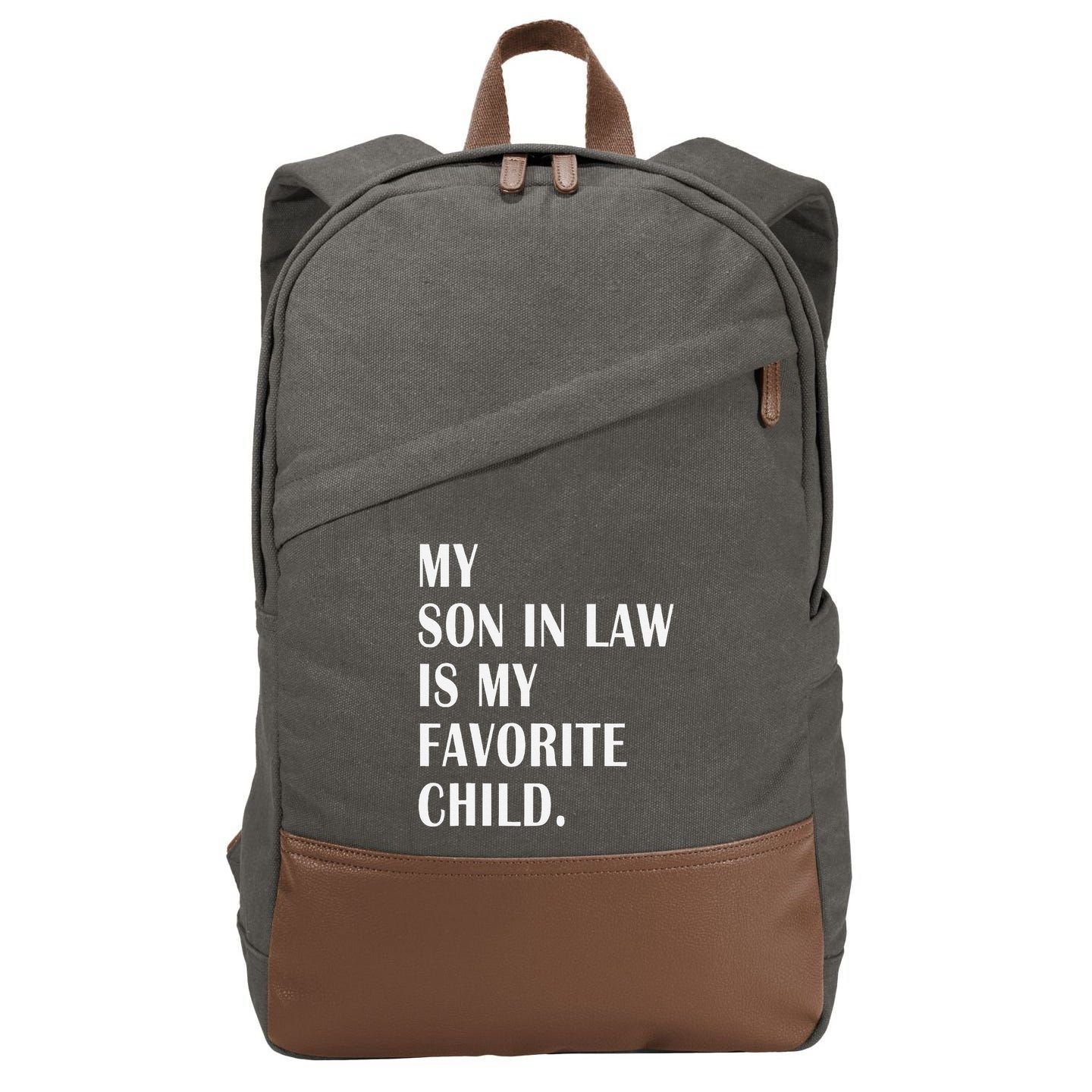 My Son In Law Is My Favorite Child Step Dad & Step Mom Gift Cotton Canvas Backpack