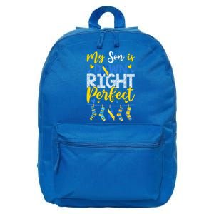 My Son Is Down Right Perfect Down Syndrome Day Awareness Cute Gift 16 in Basic Backpack