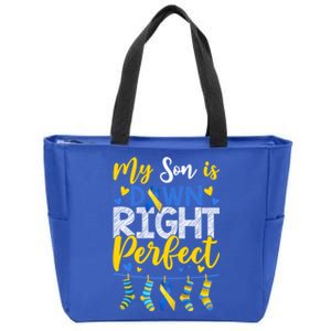 My Son Is Down Right Perfect Down Syndrome Day Awareness Cute Gift Zip Tote Bag