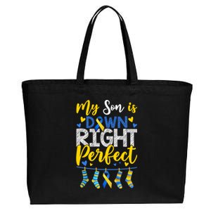 My Son Is Down Right Perfect Down Syndrome Day Awareness Cute Gift Cotton Canvas Jumbo Tote