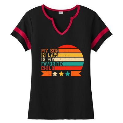 My Son In Law Is My Favorite Child Retro Color motherinlaw Ladies Halftime Notch Neck Tee