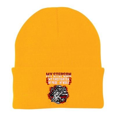 My Stepson Is A Firefighter Hero Proud Fire Stepparent Funny Gift Funny Gift Knit Cap Winter Beanie