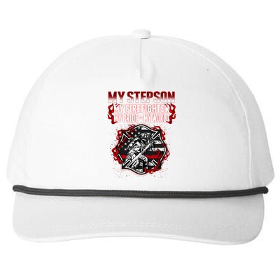 My Stepson Is A Firefighter Hero Proud Fire Stepparent Funny Gift Funny Gift Snapback Five-Panel Rope Hat