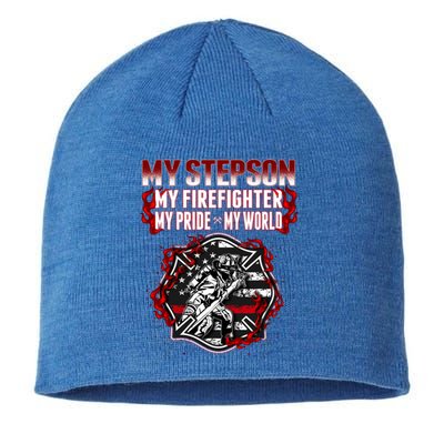 My Stepson Is A Firefighter Hero Proud Fire Stepparent Funny Gift Funny Gift Sustainable Beanie