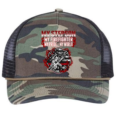 My Stepson Is A Firefighter Hero Proud Fire Stepparent Funny Gift Funny Gift Retro Rope Trucker Hat Cap