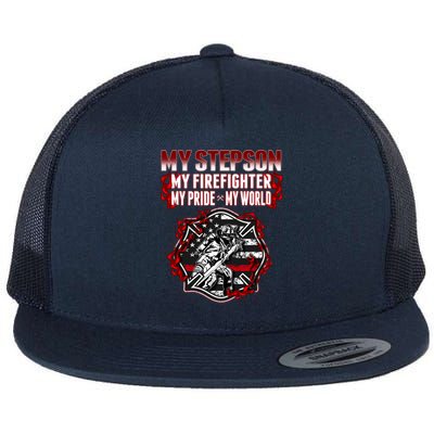 My Stepson Is A Firefighter Hero Proud Fire Stepparent Funny Gift Funny Gift Flat Bill Trucker Hat