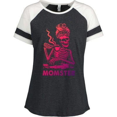 Momster Skeleton Ing Coffee Skeleton Lazy Diy Halloween Gift Enza Ladies Jersey Colorblock Tee