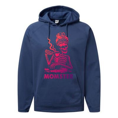 Momster Skeleton Ing Coffee Skeleton Lazy Diy Halloween Gift Performance Fleece Hoodie