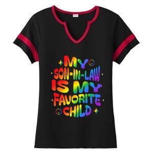 My Soninlaw Is My Favorite Child Family Humor Dad Mom Lgbt Ladies Halftime Notch Neck Tee