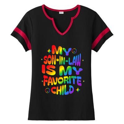 My Soninlaw Is My Favorite Child Family Humor Dad Mom Lgbt Ladies Halftime Notch Neck Tee