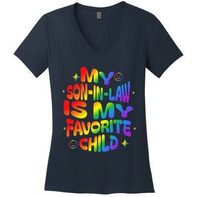 My Soninlaw Is My Favorite Child Family Humor Dad Mom Lgbt Women's V-Neck T-Shirt