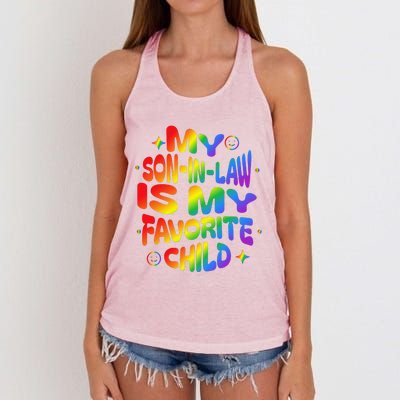 My Soninlaw Is My Favorite Child Family Humor Dad Mom Lgbt Women's Knotted Racerback Tank