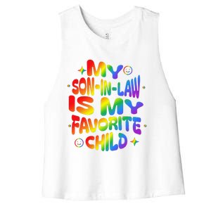 My Soninlaw Is My Favorite Child Family Humor Dad Mom Lgbt Women's Racerback Cropped Tank