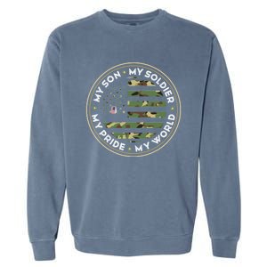 My Son Is A Soldier Hero Proud Army Mom Dad Camouflage Army Funny Gift Garment-Dyed Sweatshirt