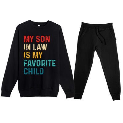 My Son In Law Is My Favorite Child Funny Retro Vintage Premium Crewneck Sweatsuit Set