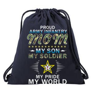 My Son Is A Soldier Hero Proud Army Infantry Mom Gift Drawstring Bag