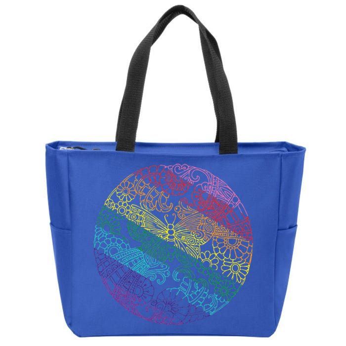 Mandala Symbol In Rainbow Colors Zip Tote Bag