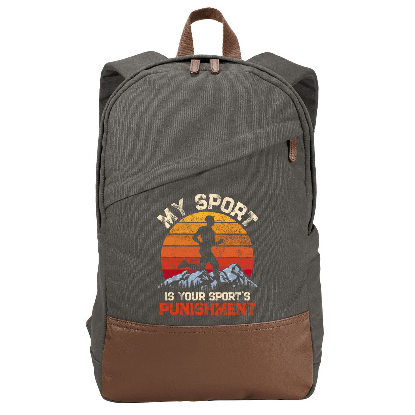 My Sports Is Your Sports Punishment Vintage Runners Athlete Cotton Canvas Backpack