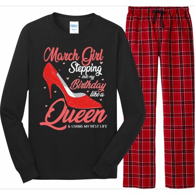 March Stepping into my birthday like a Queen Living Long Sleeve Pajama Set