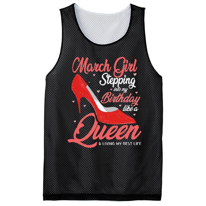 March Stepping into my birthday like a Queen Living Mesh Reversible Basketball Jersey Tank