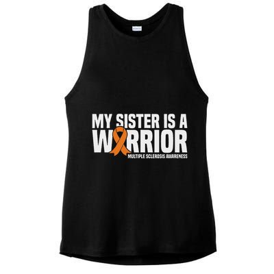 My Sister Is A Warrior Ms Multiple Sclerosis Awareness Ladies PosiCharge Tri-Blend Wicking Tank