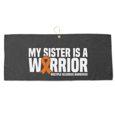 My Sister Is A Warrior Ms Multiple Sclerosis Awareness Large Microfiber Waffle Golf Towel