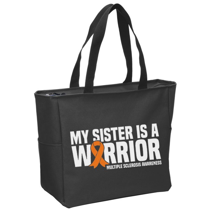 My Sister Is A Warrior Ms Multiple Sclerosis Awareness Zip Tote Bag