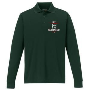 My Son Is My Superhero Performance Long Sleeve Polo