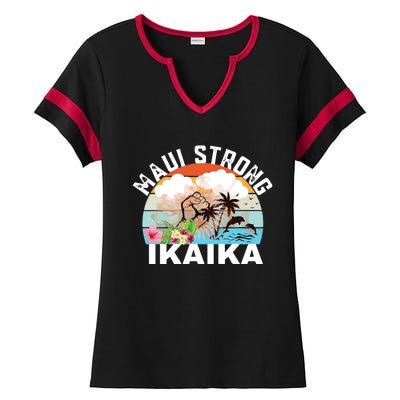 Maui Strong Ikaika Lahaina Banyan Tree Maui Hawaii Shoreline Ladies Halftime Notch Neck Tee