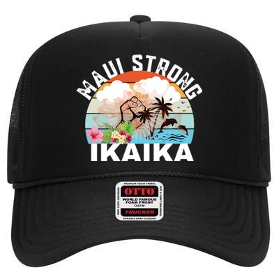 Maui Strong Ikaika Lahaina Banyan Tree Maui Hawaii Shoreline High Crown Mesh Back Trucker Hat