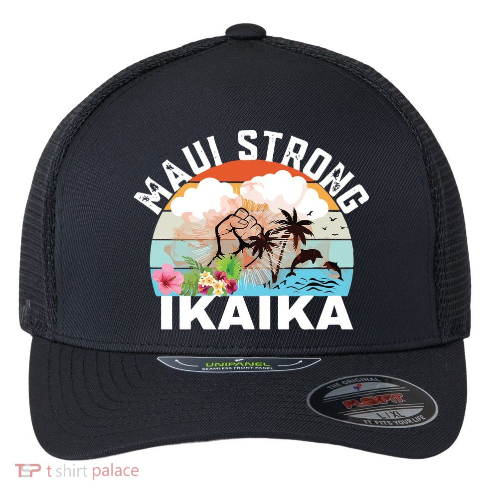 Maui Strong Ikaika Lahaina Banyan Tree Maui Hawaii Shoreline Flexfit Unipanel Trucker Cap