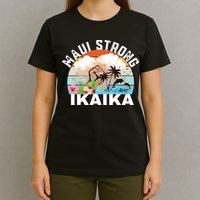 Maui Strong Ikaika Lahaina Banyan Tree Maui Hawaii Shoreline T-Shirt