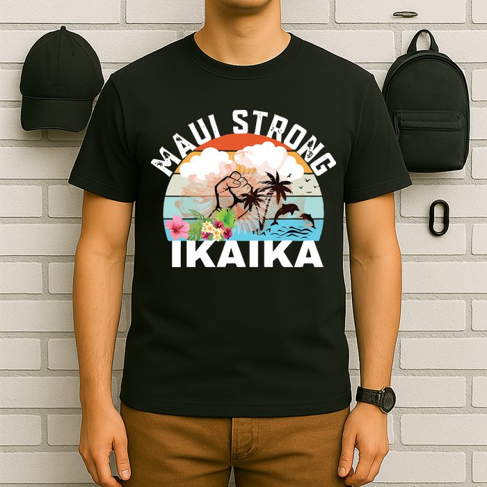 Maui Strong Ikaika Lahaina Banyan Tree Maui Hawaii Shoreline T-Shirt