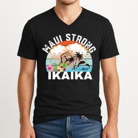 Maui Strong Ikaika Lahaina Banyan Tree Maui Hawaii Shoreline V-Neck T-Shirt