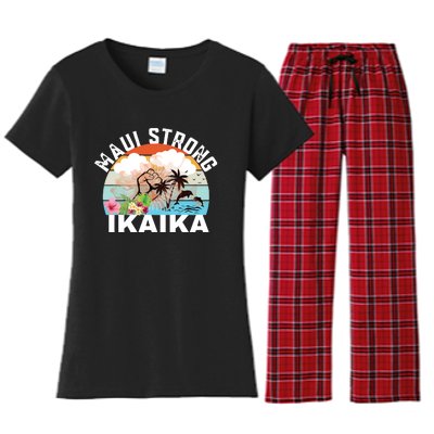 Maui Strong Ikaika Lahaina Banyan Tree Maui Hawaii Shoreline Women's Flannel Pajama Set