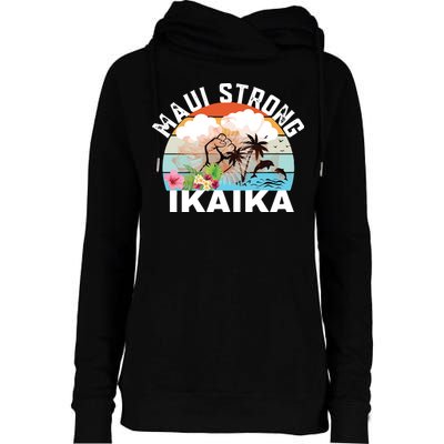 Maui Strong Ikaika Lahaina Banyan Tree Maui Hawaii Shoreline Womens Funnel Neck Pullover Hood