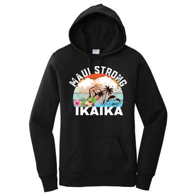 Maui Strong Ikaika Lahaina Banyan Tree Maui Hawaii Shoreline Women's Pullover Hoodie