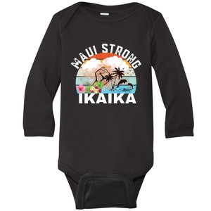 Maui Strong Ikaika Lahaina Banyan Tree Maui Hawaii Shoreline Baby Long Sleeve Bodysuit