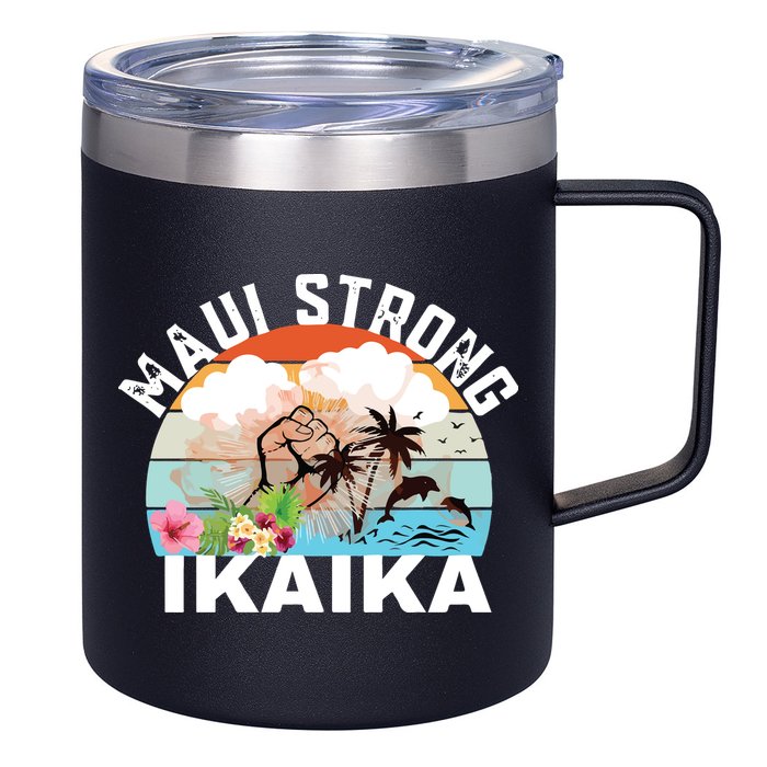 Maui Strong Ikaika Lahaina Banyan Tree Maui Hawaii Shoreline 12oz Stainless Steel Coffee Mug