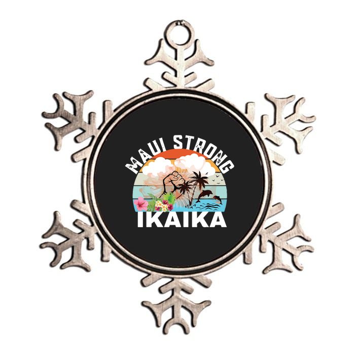 Maui Strong Ikaika Lahaina Banyan Tree Maui Hawaii Shoreline Metallic Star Ornament