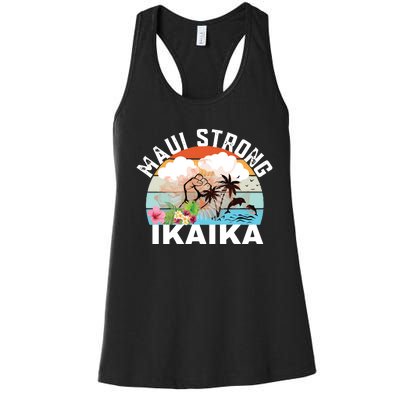 Maui Strong Ikaika Lahaina Banyan Tree Maui Hawaii Shoreline Women's Racerback Tank