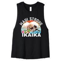 Maui Strong Ikaika Lahaina Banyan Tree Maui Hawaii Shoreline Women's Racerback Cropped Tank