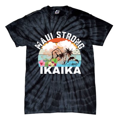 Maui Strong Ikaika Lahaina Banyan Tree Maui Hawaii Shoreline Tie-Dye T-Shirt