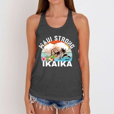 Maui Strong Ikaika Lahaina Banyan Tree Maui Hawaii Shoreline Women's Knotted Racerback Tank