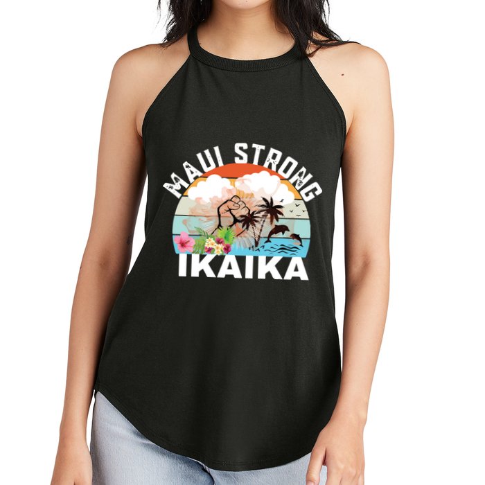 Maui Strong Ikaika Lahaina Banyan Tree Maui Hawaii Shoreline Women's Perfect Tri Rocker Tank