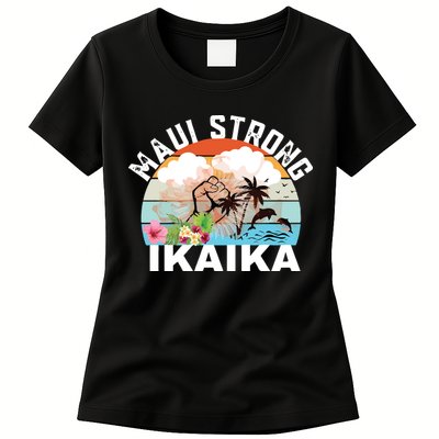 Maui Strong Ikaika Lahaina Banyan Tree Maui Hawaii Shoreline Womens T-Shirt