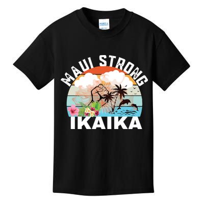 Maui Strong Ikaika Lahaina Banyan Tree Maui Hawaii Shoreline Kids T-Shirt
