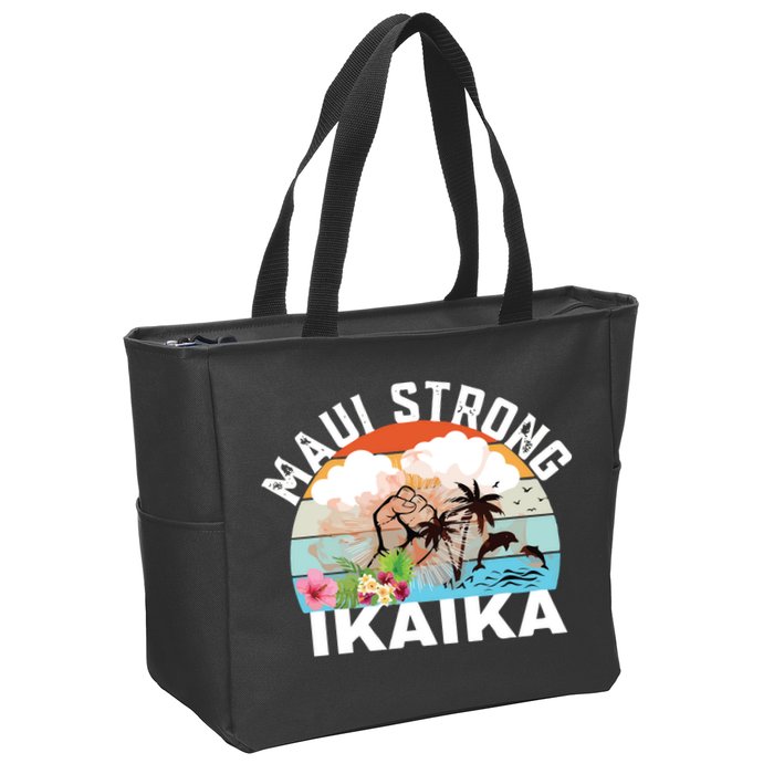 Maui Strong Ikaika Lahaina Banyan Tree Maui Hawaii Shoreline Zip Tote Bag