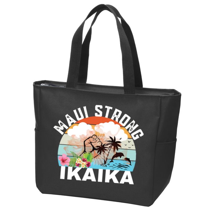 Maui Strong Ikaika Lahaina Banyan Tree Maui Hawaii Shoreline Zip Tote Bag